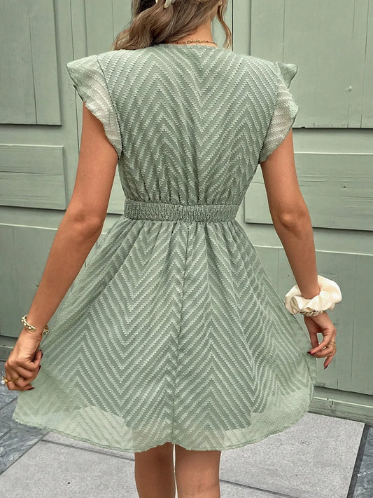 Anastasia | Summer V neck dress with ruffle sleeves