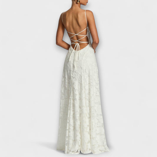 Abigail | Floral lace maxi dress with straps for special occasions