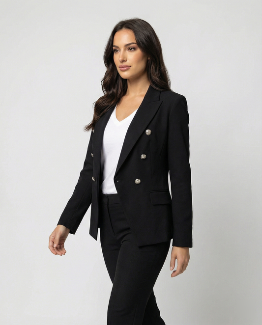 Francesca | Women’s Double-Breasted Blazer with Slim-Fit Trousers | Sleek