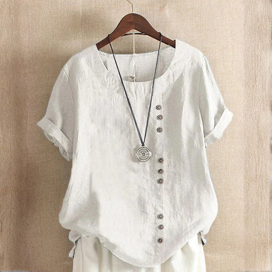 Claire | Women Casual Linen Blouse with Button Detail Design