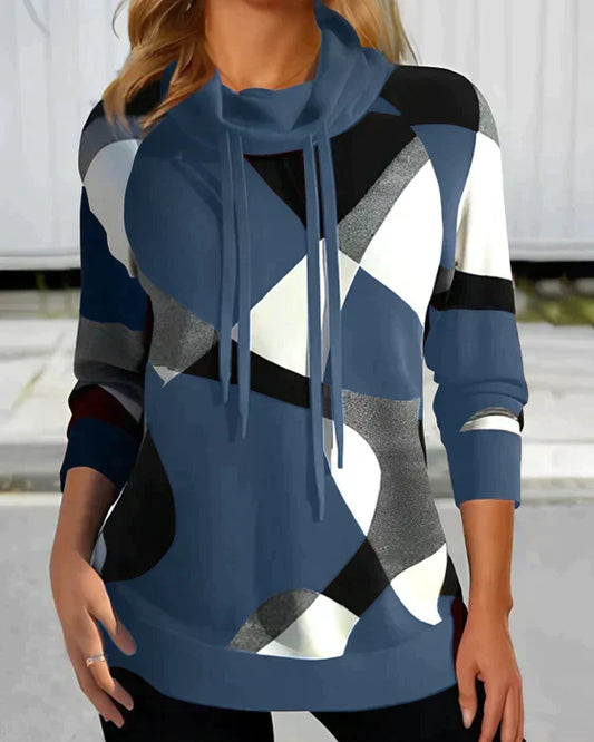 Emma | High Collar Hoodie with Contrast Colorblock