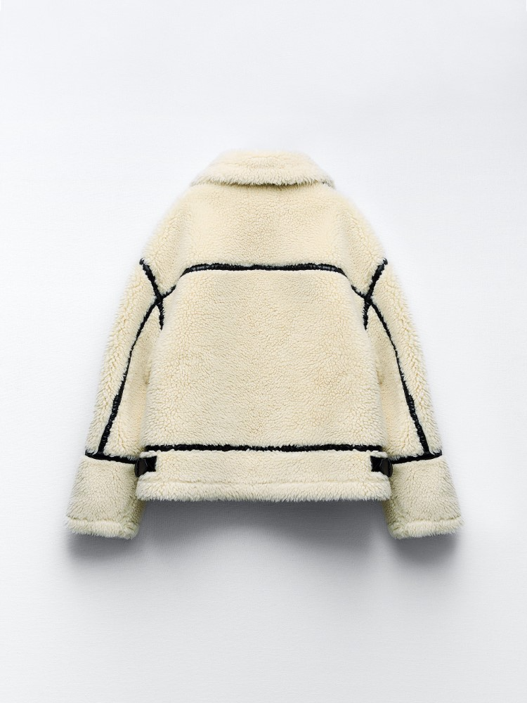 Aubrey | Teddy Fur Jacket with Lapel Collar and Zip Closure