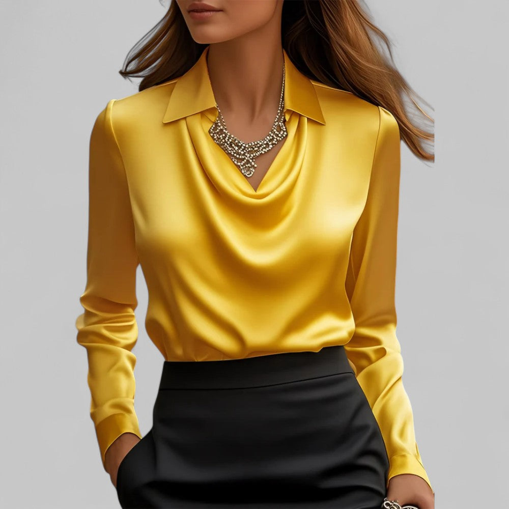 Victoria | Women’s Elegant Satin Blouse With Long Sleeves