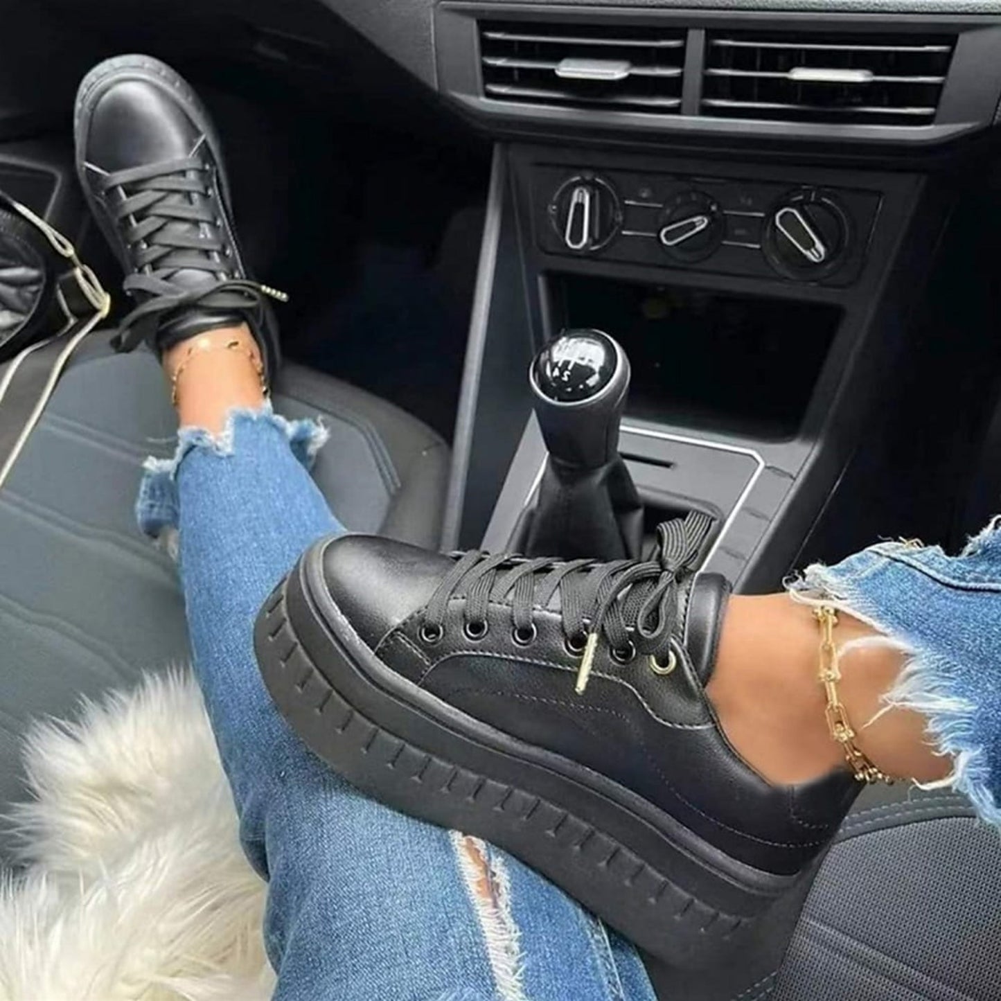 Calvera | Women Sneakers with Thick Sole and Lace Up Design
