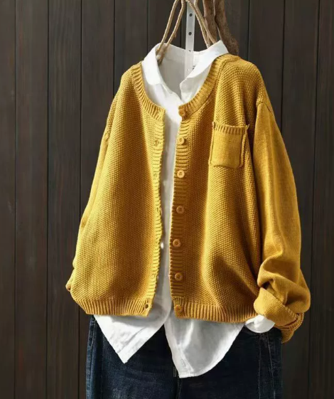 Sarah | Relaxed Knit Cardigan with Chest Pocket