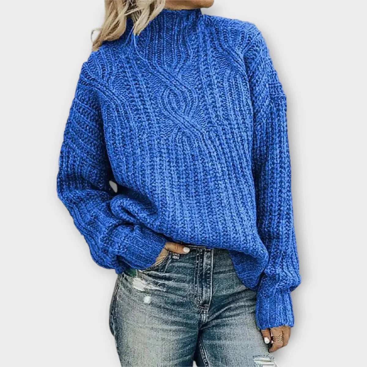 Michelle | Modern Cable Knit Sweater with High Neck
