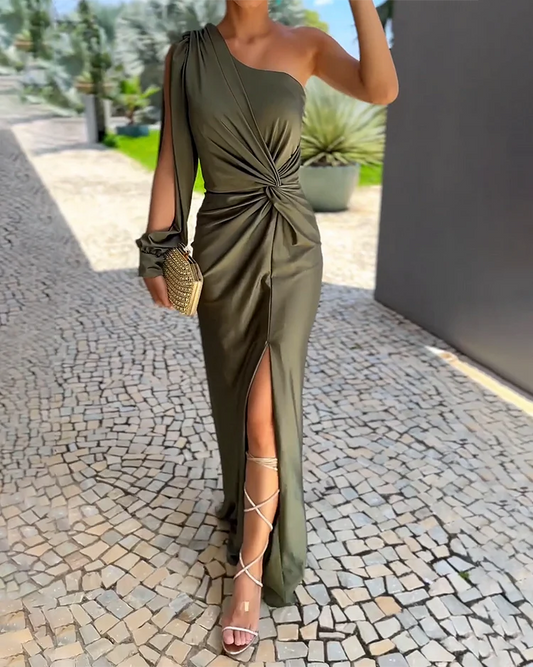 Liliana | Elegant draped maxi dress with side split