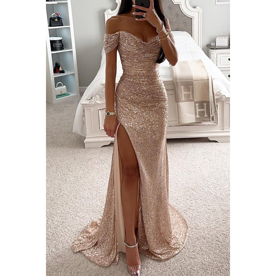 Coralie | Women’s Sequined Off-The-Shoulder Maxi Dress | Glamorous