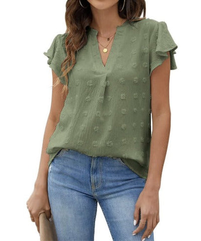 Brighton | Women’s Lightweight V-Neck Blouse with Flutter Sleeves | Breezy