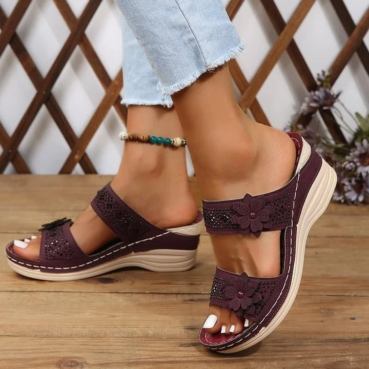 Belinda | Women’s Floral Wedge Sandals | Stylish