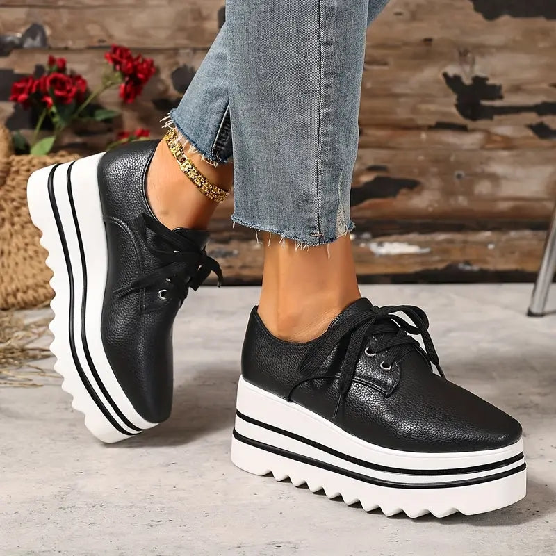 Velmora | Women Lace Up Platform Shoes with Thick Sole Design