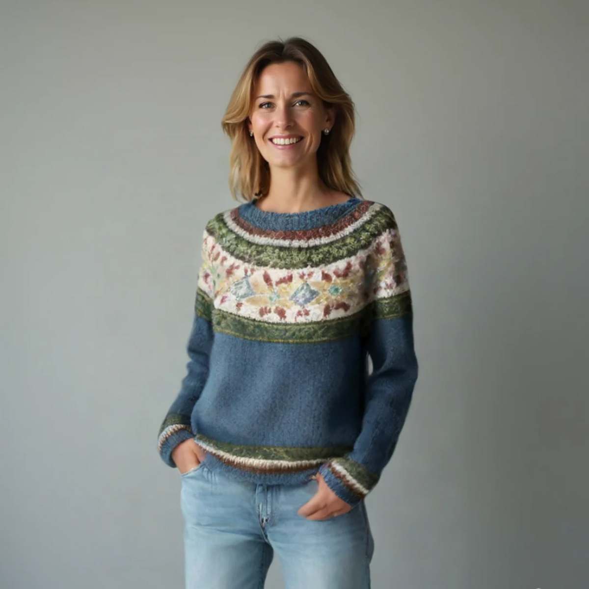 Patricia | Elegant Knit Sweater with Colorful Pattern