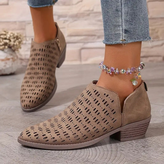 Jocelyn | Women’s Cutout Ankle Boots for summer | Side Zipper