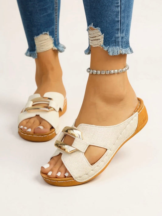 Abigail | Women Cushioned Slide Sandals with Adjustable Buckle