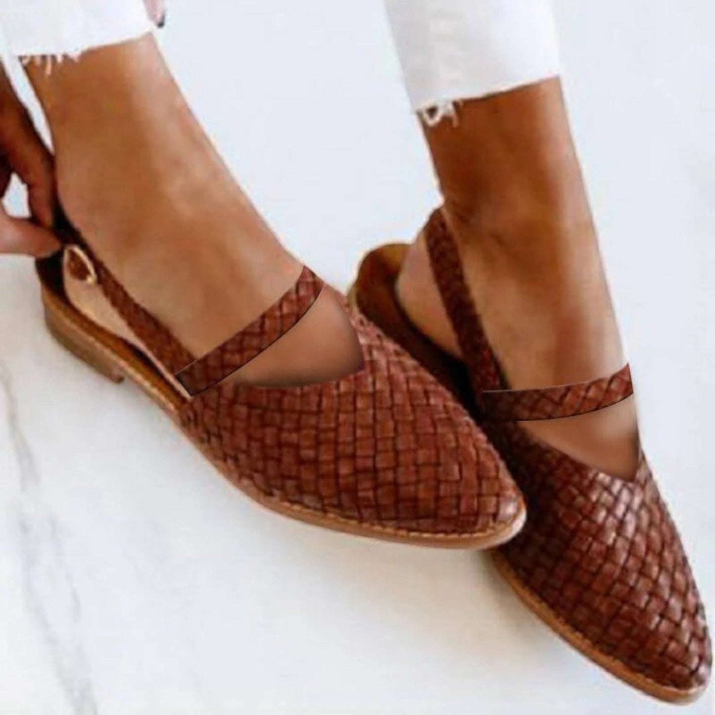 Violet | Women’s comfortable woven sandals with pointed toe