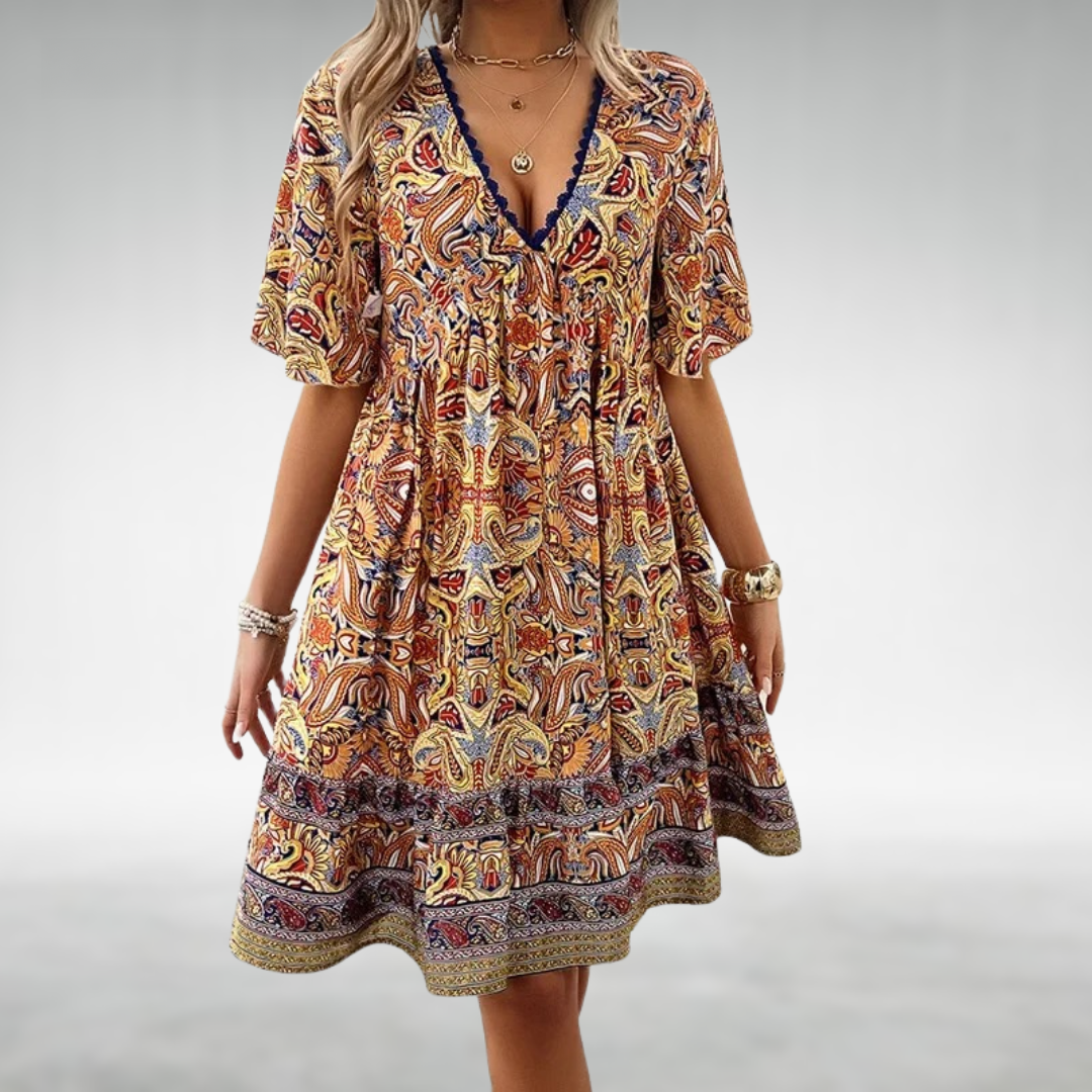 Presley | Women’s Boho Paisley Mini Dress | Paisley
