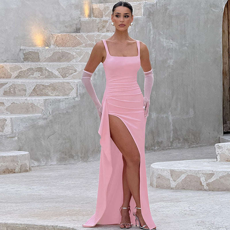 Maricella | Elegant Formal Slip Maxi Dress With Open Back