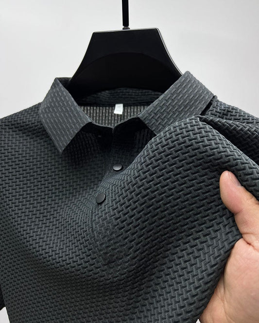 Xavier | Men’s Textured Geometric Knit Polo Shirt | Modern