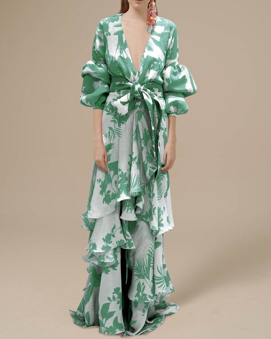 Feline | Printed dress with wrap design and tie waist