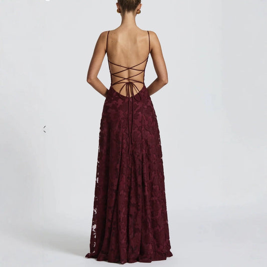 Elowen | Women’s maxi dress with floral lace appliqués