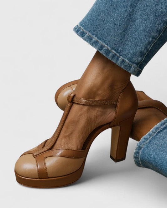 Bianca | Vintage Platform T Strap Heels