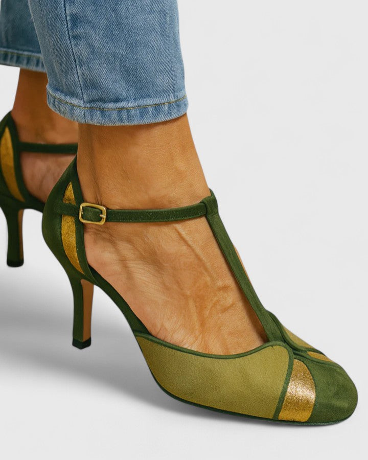 Elise | Sophisticated Pointed Toe T Strap Heels