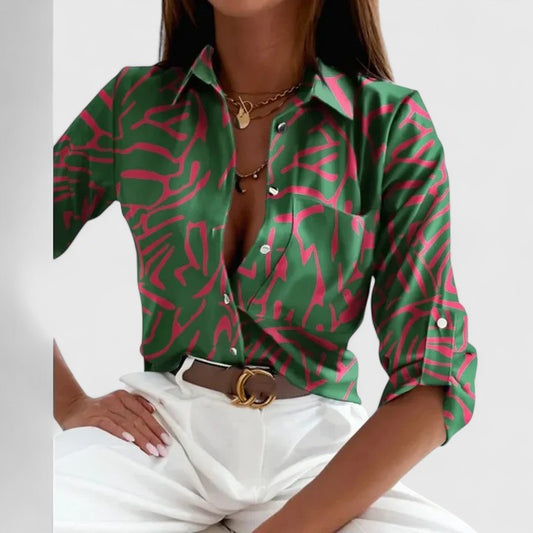 Addison | Elegant Long Sleeve Blouse with Printed Design