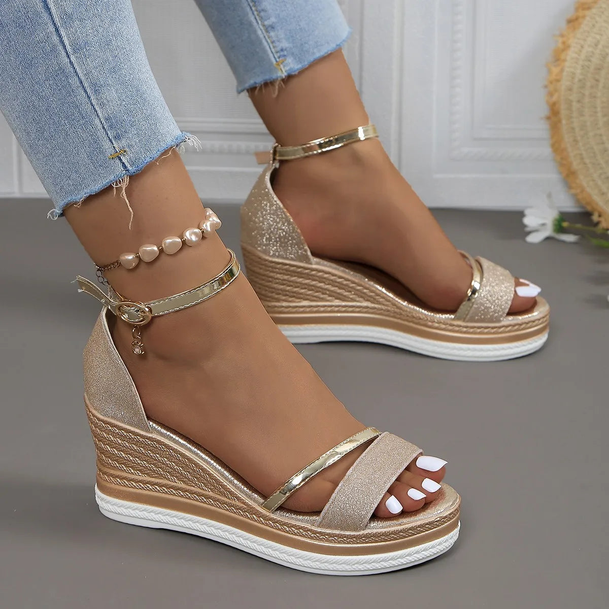 Calista | Women’s Wedge Heel Sandals with Ankle Strap | Summer Style