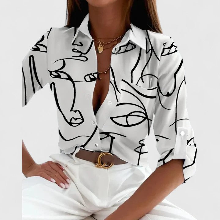 Addison | Elegant Long Sleeve Blouse with Printed Design