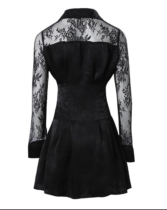 Mariel | Women shirt dress with lace detail and long sleeves