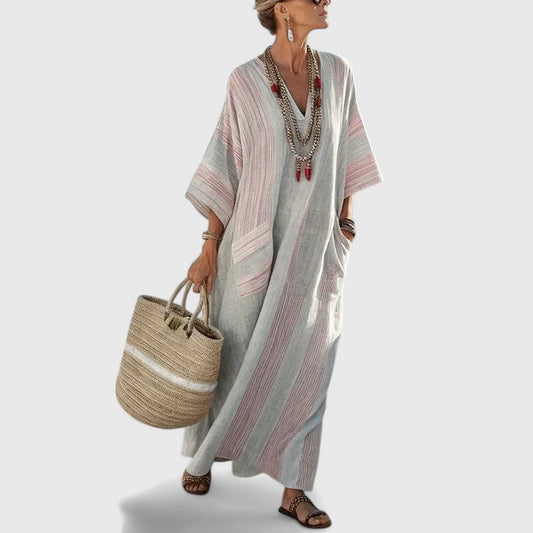 Meadow | Women’s Midi Dress with V-Neck | Pockets