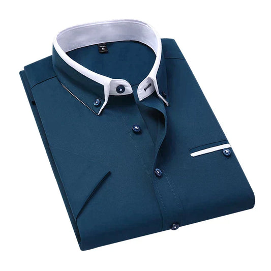 Thaddeus | Men's short sleeve shirt with contrast collar detail