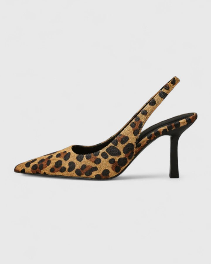 Celine | Elegant Leopard Print Slingback Heels