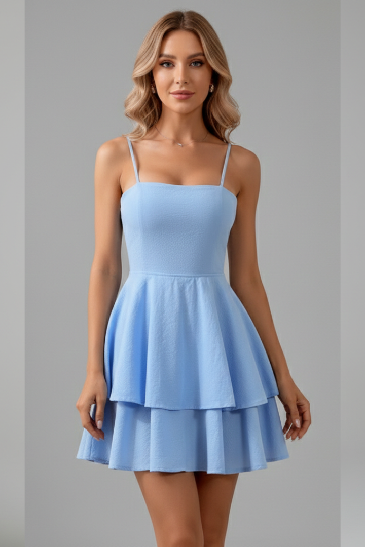 Elina | Women mini dress with spaghetti straps and flared skirt