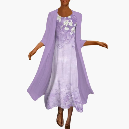 Clara | Women's floral maxi dress with open front cardigan set