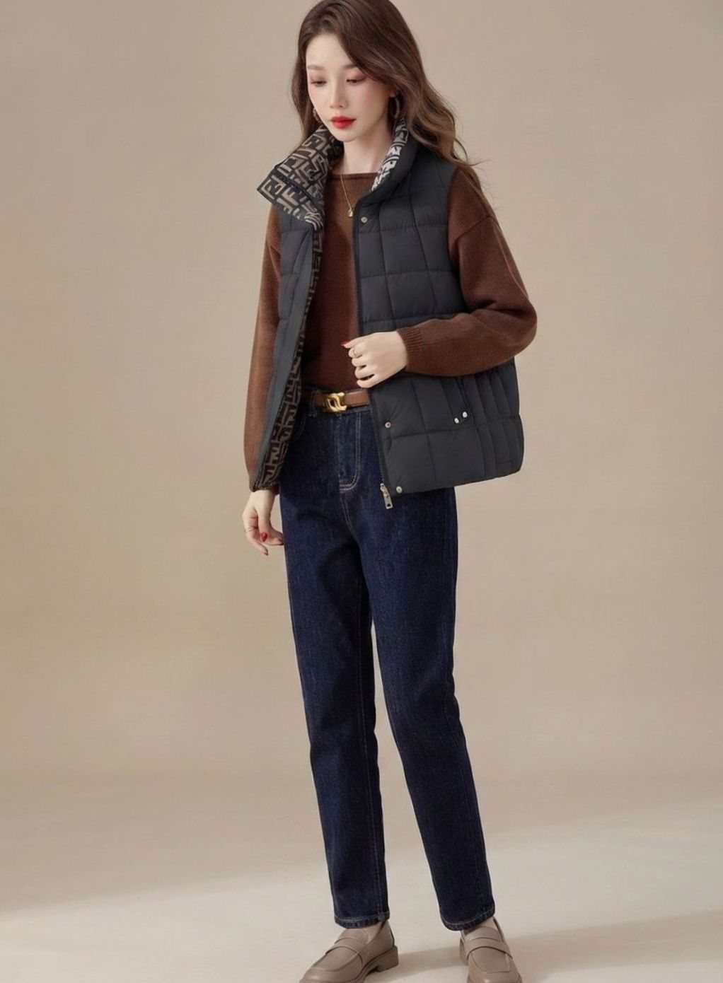 Camila | Women's Quilted Vest with High Collar and Sleeveless Zipper Design