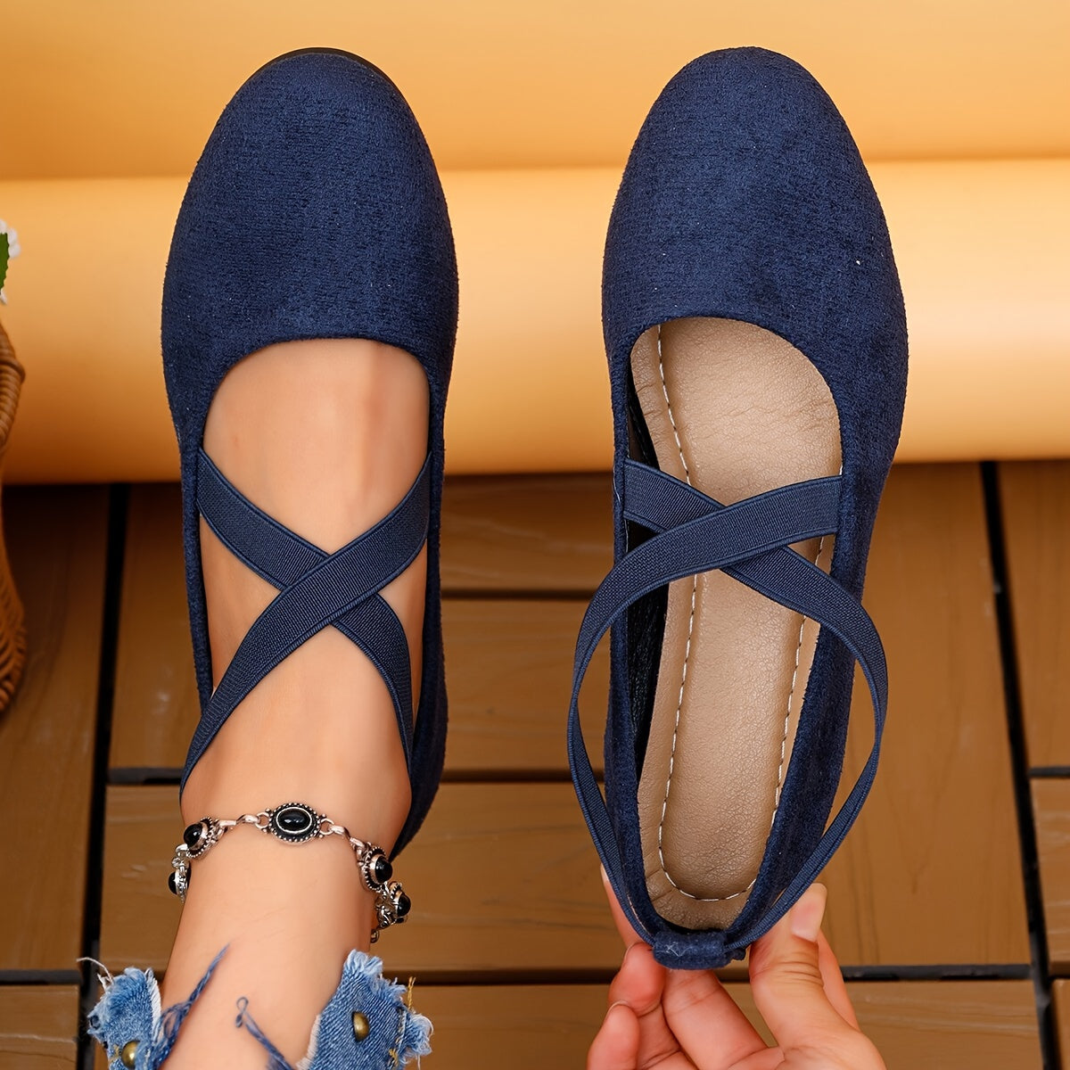 Novalie | Women’s Cross-Strap Ballet Flats | Chic