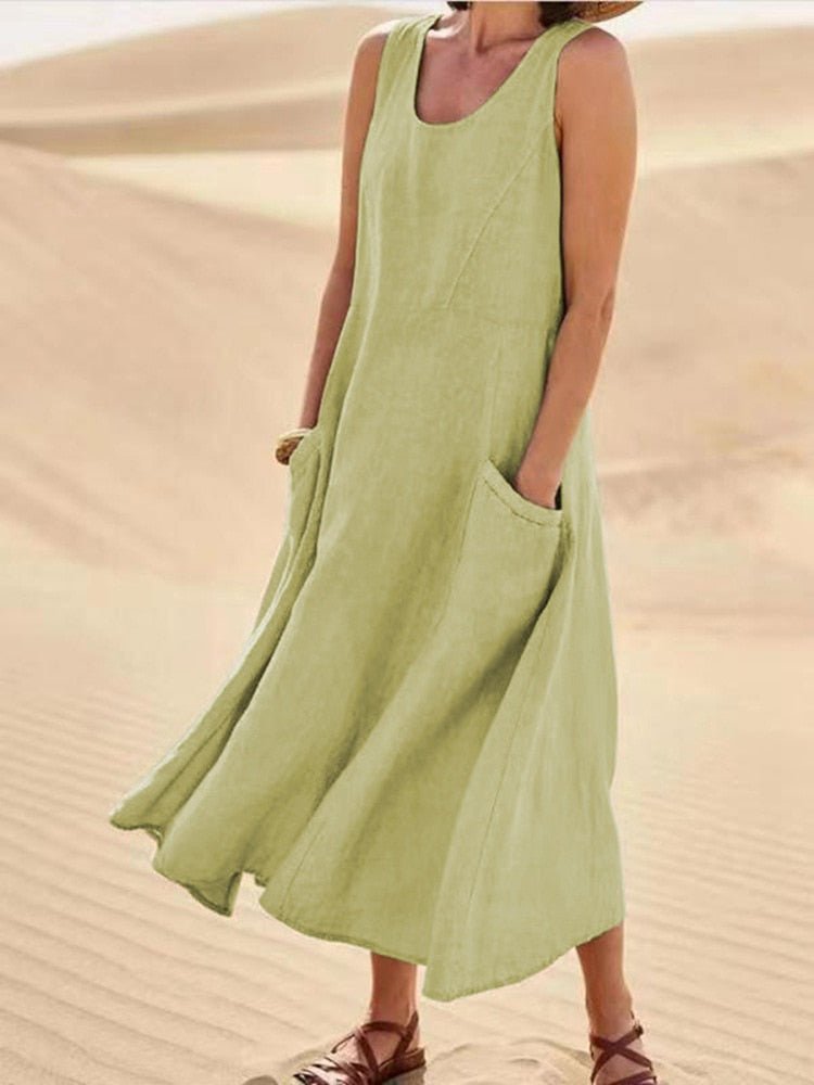 Celeste | Women’s Sleeveless Maxi Dress with Pockets
