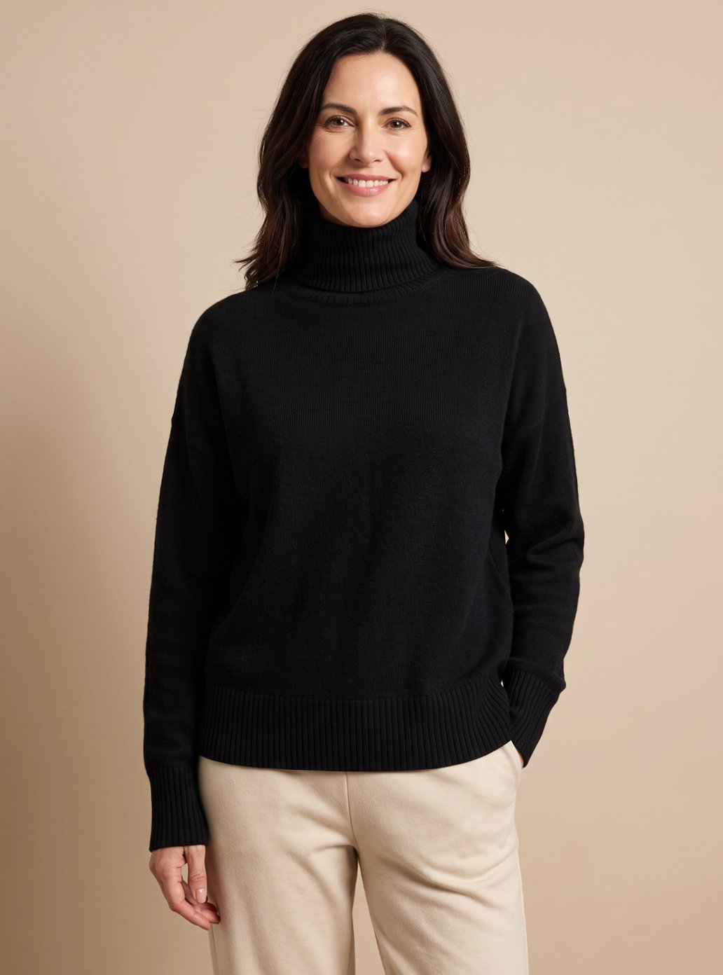 Stella | Women's Oversized Turtleneck Knit Pullover with Long Sleeves