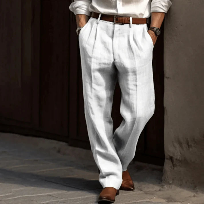 Levi | Men’s Relaxed Tailored Trousers with Soft Pleats | Smooth