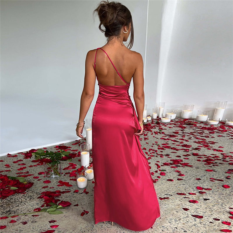 Devina | Women’s One-Shoulder Maxi Dress with High Slit | Elegant