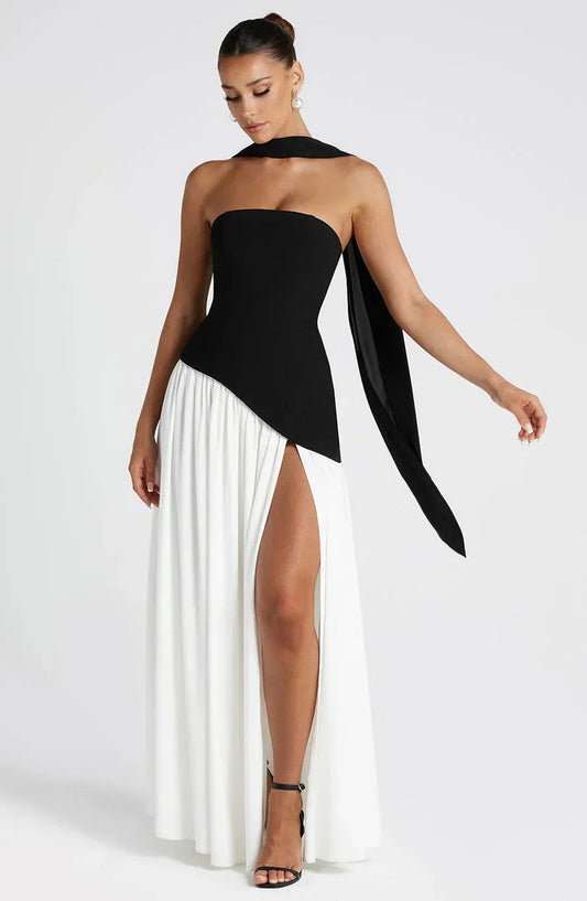 Emerson | Women’s Classic Asymmetric Maxi Dress With Flowing Skirt