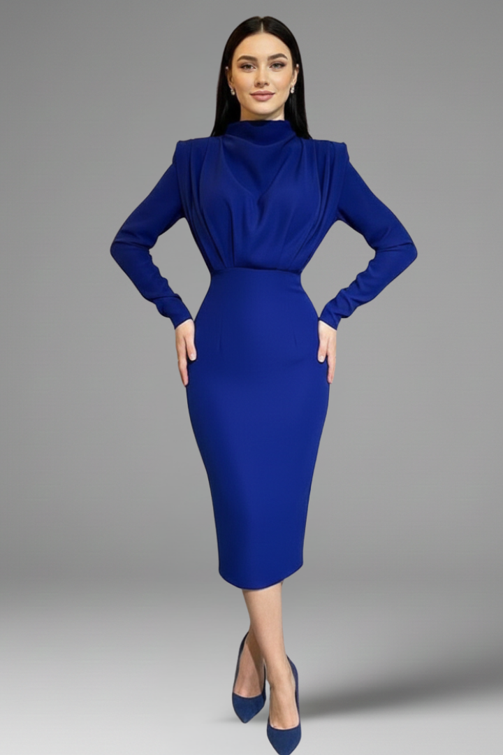 Sabrina | Women’s Mock Neck Maxi Dress With Long Sleeves