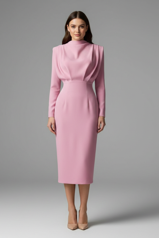 Sabrina | Women’s Mock Neck Maxi Dress With Long Sleeves