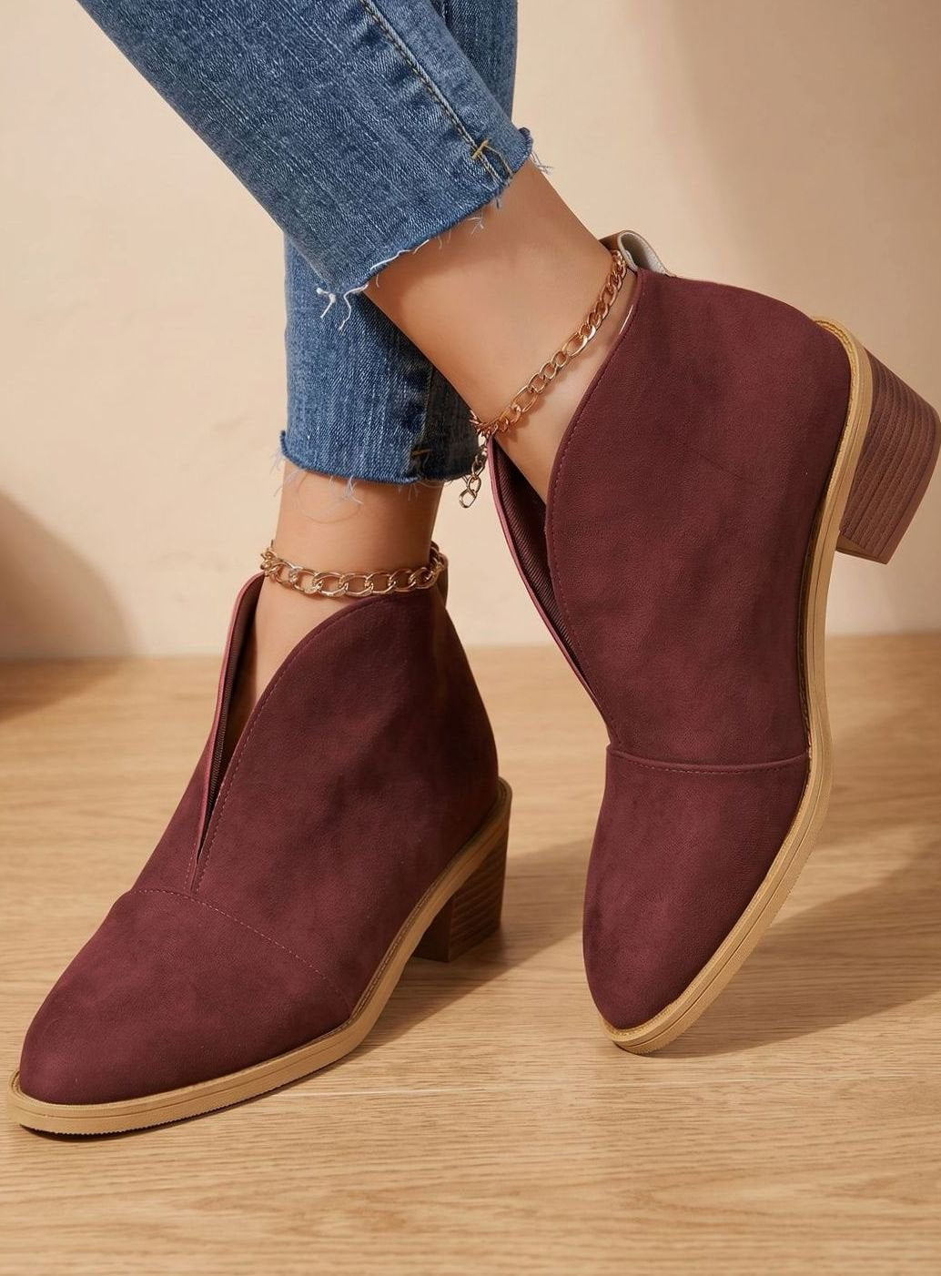 Betty | Women's Pointed Toe Ankle Boots with Block Heel