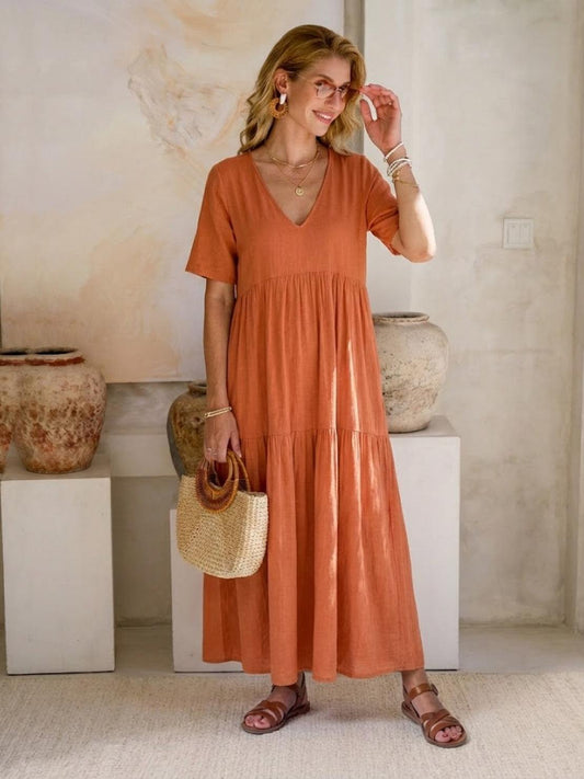Delilah | Women’s boho tiered maxi dress with V neck