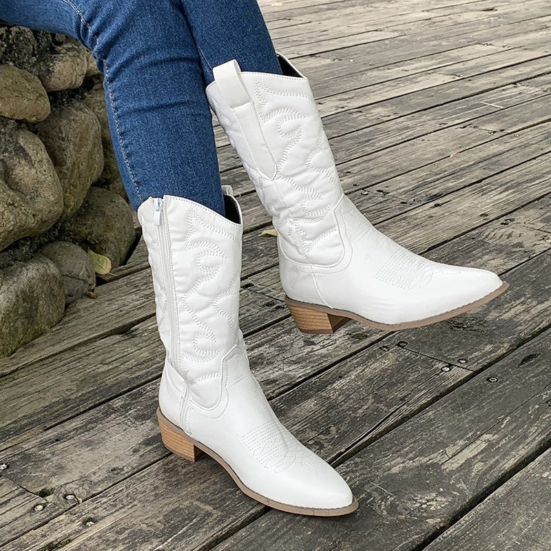 Nora | Metallic Western Boots with Heel and Pointed Toe