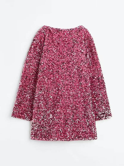 Marielle | Women sequin dress with long sleeves and bow detail