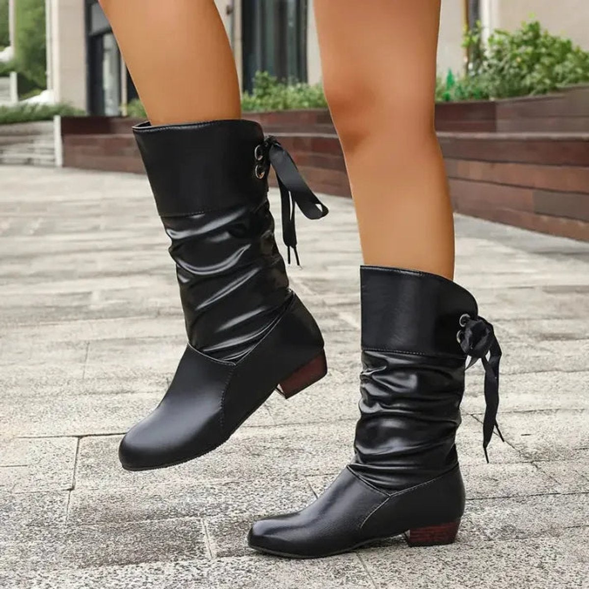 Isabella | Women's Slouchy Block Heel Ankle Boots with Lace-Up
