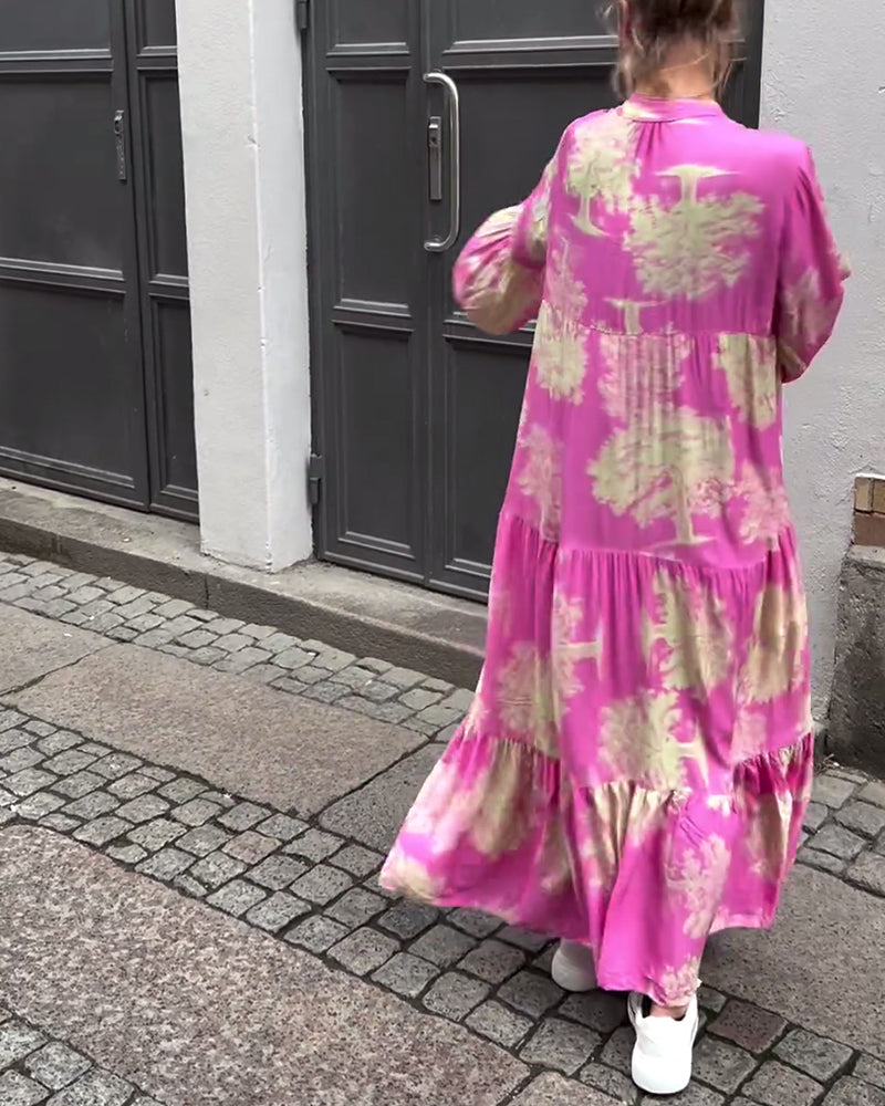 Octavia | Stylish printed maxi dress with ruffle sleeves